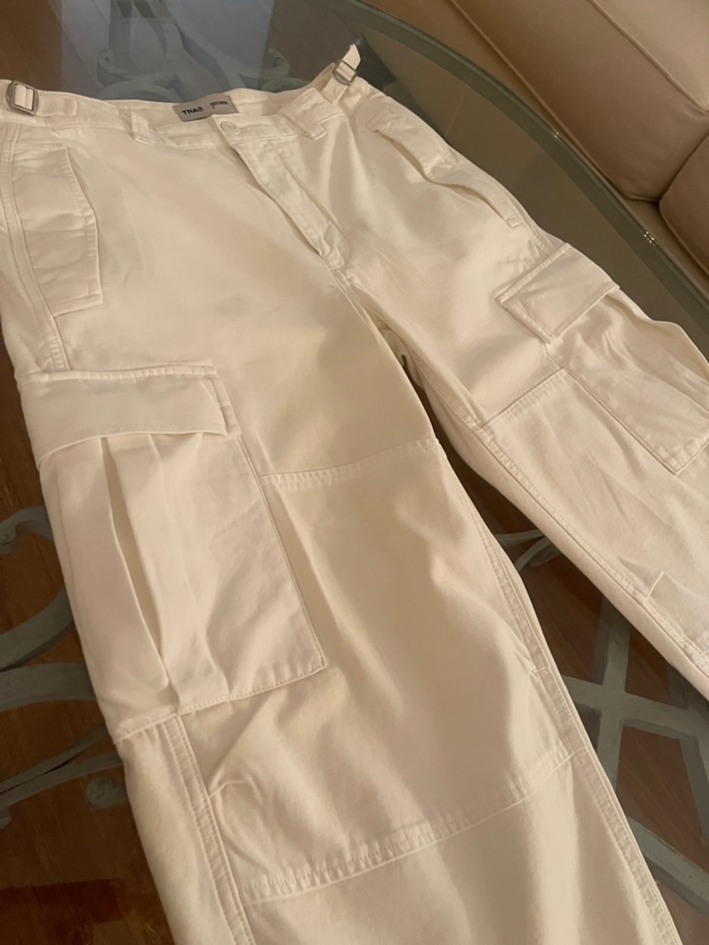 ARTIZIA TNA White Cargo Pants with Utility Pockets